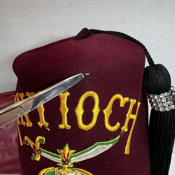 VTG Harry M Osers Antioch Masonic Shriners Rhinestone Tassel size 7 Fez Hat Cap - Picture 3 of 12